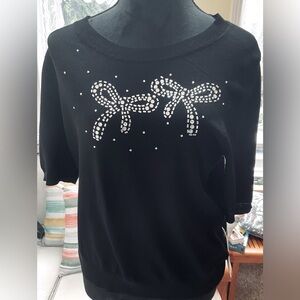 NWT Embellished Bow Short Sleeve Top